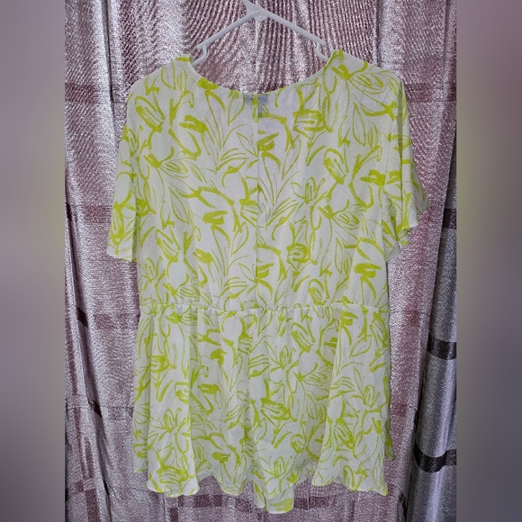 Torrid Georgette Twist Surplice Flutter Sleeve Blouse, Floral Green, 2X, NWOT - Picture 5 of 12